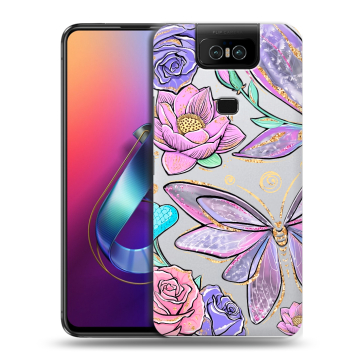 Пластиковый чехол на ASUS ZenFone 6 ZS630KL с принтом Бабочки и цветы Пластиковый чехол на ASUS ZenFone 6 ZS630KL с принтом Бабочки и цветы
