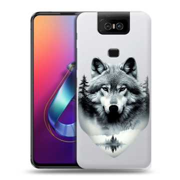 Пластиковый чехол на ASUS ZenFone 6 ZS630KL с принтом Волк в лесу Пластиковый чехол на ASUS ZenFone 6 ZS630KL с принтом Волк в лесу