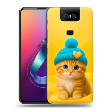 Пластиковый чехол на ASUS ZenFone 6 ZS630KL с принтом Котенок в шапке Пластиковый чехол на ASUS ZenFone 6 ZS630KL с принтом Котенок в шапке