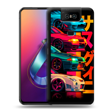 Пластиковый чехол на ASUS ZenFone 6 ZS630KL с принтом Гоночные машины Пластиковый чехол на ASUS ZenFone 6 ZS630KL с принтом Гоночные машины