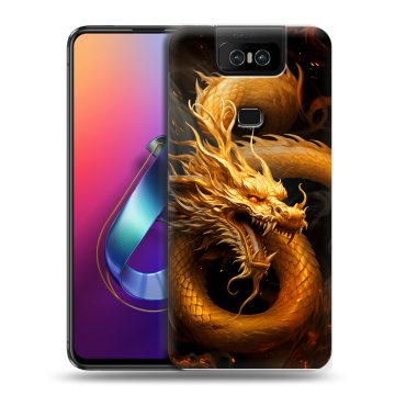 Пластиковый чехол на ASUS ZenFone 6 ZS630KL с принтом Золотой дракон