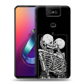 Пластиковый чехол на ASUS ZenFone 6 ZS630KL с принтом Поцелуй скелетов Пластиковый чехол на ASUS ZenFone 6 ZS630KL с принтом Поцелуй скелетов