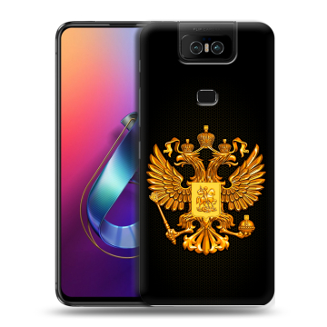 Пластиковый чехол на ASUS ZenFone 6 ZS630KL с принтом Герб России желтый Пластиковый чехол на ASUS ZenFone 6 ZS630KL с принтом Герб России желтый