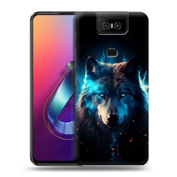 Пластиковый чехол на ASUS ZenFone 6 ZS630KL с принтом Волк ночной Пластиковый чехол на ASUS ZenFone 6 ZS630KL с принтом Волк ночной