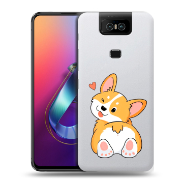 Пластиковый чехол на ASUS ZenFone 6 ZS630KL с принтом Корги Пластиковый чехол на ASUS ZenFone 6 ZS630KL с принтом Корги