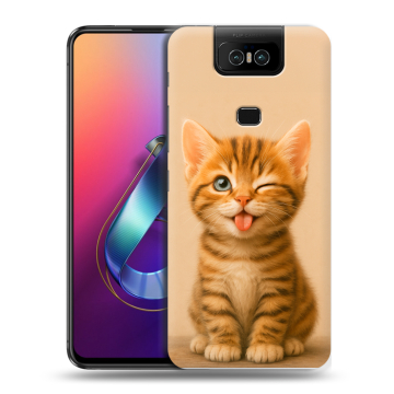 Пластиковый чехол на ASUS ZenFone 6 ZS630KL с принтом котенок Пластиковый чехол на ASUS ZenFone 6 ZS630KL с принтом котенок
