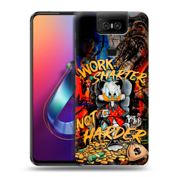 Пластиковый чехол на ASUS ZenFone 6 ZS630KL с принтом Дональд Дак Деньги Пластиковый чехол на ASUS ZenFone 6 ZS630KL с принтом Дональд Дак Деньги