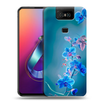 Пластиковый чехол на ASUS ZenFone 6 ZS630KL с принтом Голубые цветы Пластиковый чехол на ASUS ZenFone 6 ZS630KL с принтом Голубые цветы