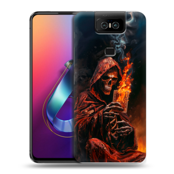 Пластиковый чехол на ASUS ZenFone 6 ZS630KL с принтом Скелет и карты Пластиковый чехол на ASUS ZenFone 6 ZS630KL с принтом Скелет и карты