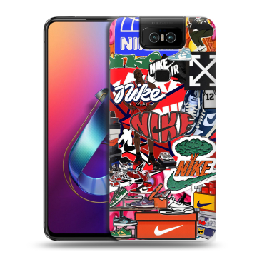 Пластиковый чехол на ASUS ZenFone 6 ZS630KL с принтом Найк Nike яркий Пластиковый чехол на ASUS ZenFone 6 ZS630KL с принтом Найк Nike яркий