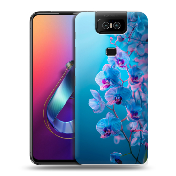 Пластиковый чехол на ASUS ZenFone 6 ZS630KL с принтом голубые орхидеи Пластиковый чехол на ASUS ZenFone 6 ZS630KL с принтом голубые орхидеи