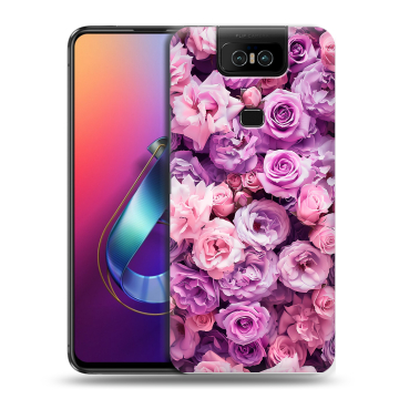 Пластиковый чехол на ASUS ZenFone 6 ZS630KL с принтом лавандовые розы