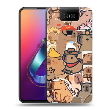 Пластиковый чехол на ASUS ZenFone 6 ZS630KL с принтом капибара Пластиковый чехол на ASUS ZenFone 6 ZS630KL с принтом капибара