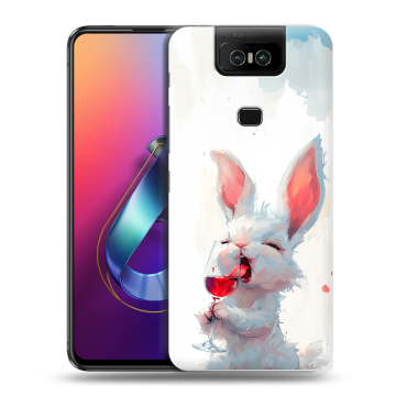 Пластиковый чехол на ASUS ZenFone 6 ZS630KL с принтом кролик зайчик Пластиковый чехол на ASUS ZenFone 6 ZS630KL с принтом кролик зайчик