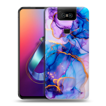 Пластиковый чехол на ASUS ZenFone 6 ZS630KL с принтом синий мрамор Пластиковый чехол на ASUS ZenFone 6 ZS630KL с принтом синий мрамор