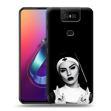 Пластиковый чехол на ASUS ZenFone 6 ZS630KL с принтом монашка Пластиковый чехол на ASUS ZenFone 6 ZS630KL с принтом монашка