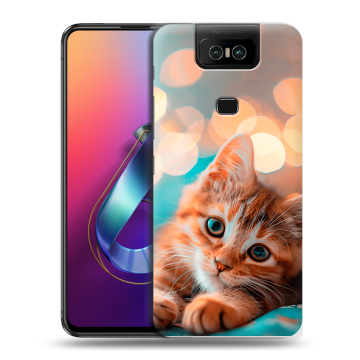 Пластиковый чехол на ASUS ZenFone 6 ZS630KL с принтом котик Пластиковый чехол на ASUS ZenFone 6 ZS630KL с принтом котик