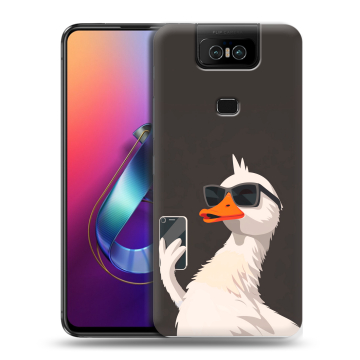 Пластиковый чехол на ASUS ZenFone 6 ZS630KL с принтом утка в очках Пластиковый чехол на ASUS ZenFone 6 ZS630KL с принтом утка в очках