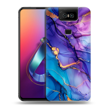 Пластиковый чехол на ASUS ZenFone 6 ZS630KL с принтом синий мрамор Пластиковый чехол на ASUS ZenFone 6 ZS630KL с принтом синий мрамор
