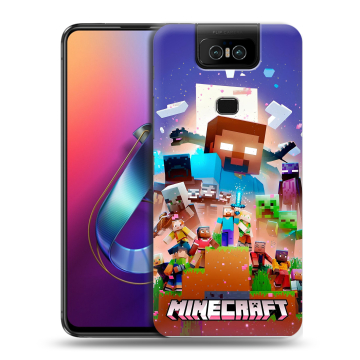 Пластиковый чехол на ASUS ZenFone 6 ZS630KL с принтом Майнкрафт Minecraft