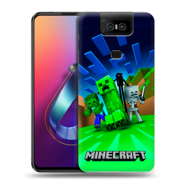 Пластиковый чехол на ASUS ZenFone 6 ZS630KL с принтом Майнкрафт