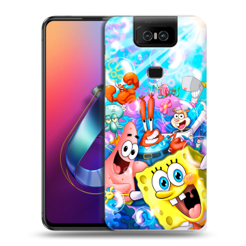 Пластиковый чехол на ASUS ZenFone 6 ZS630KL с принтом спанчбоб спанч боб Пластиковый чехол на ASUS ZenFone 6 ZS630KL с принтом спанчбоб спанч боб