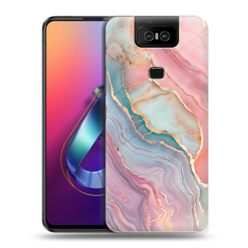Пластиковый чехол на ASUS ZenFone 6 ZS630KL с принтом розовый мрамор Пластиковый чехол на ASUS ZenFone 6 ZS630KL с принтом розовый мрамор
