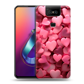 Пластиковый чехол на ASUS ZenFone 6 ZS630KL с принтом розовые сердечки Пластиковый чехол на ASUS ZenFone 6 ZS630KL с принтом розовые сердечки