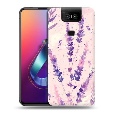 Пластиковый чехол на ASUS ZenFone 6 ZS630KL с принтом цветы лаванда Пластиковый чехол на ASUS ZenFone 6 ZS630KL с принтом цветы лаванда