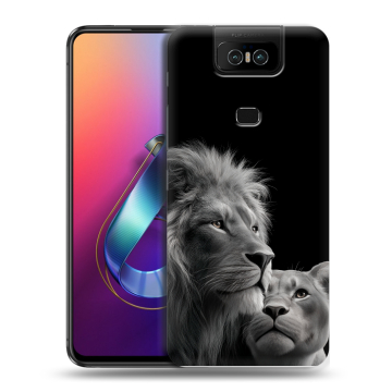 Пластиковый чехол на ASUS ZenFone 6 ZS630KL с принтом Лев кошки