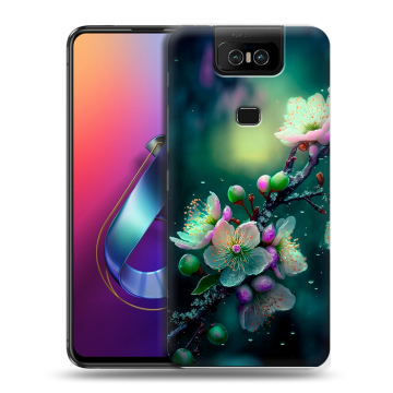Пластиковый чехол на ASUS ZenFone 6 ZS630KL с принтом Цветы и мрамор Пластиковый чехол на ASUS ZenFone 6 ZS630KL с принтом Цветы и мрамор