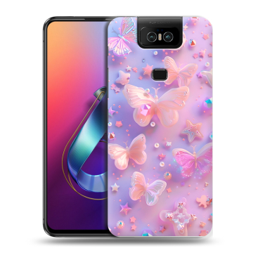 Пластиковый чехол на ASUS ZenFone 6 ZS630KL с принтом Бабочки Пластиковый чехол на ASUS ZenFone 6 ZS630KL с принтом Бабочки