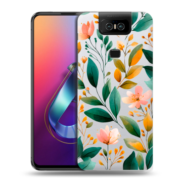 Пластиковый чехол на ASUS ZenFone 6 ZS630KL с принтом Цветы паттерн