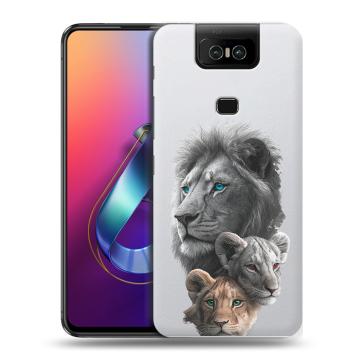 Пластиковый чехол на ASUS ZenFone 6 ZS630KL с принтом Львы