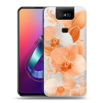Пластиковый чехол на ASUS ZenFone 6 ZS630KL с принтом Бежевые цветы