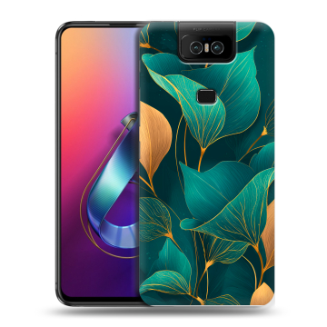 Пластиковый чехол на ASUS ZenFone 6 ZS630KL с принтом Листья и золото