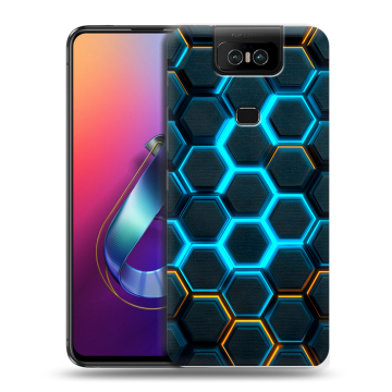 Пластиковый чехол на ASUS ZenFone 6 ZS630KL с принтом Неоновые соты