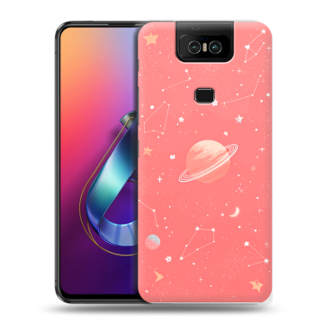 Пластиковый чехол на ASUS ZenFone 6 ZS630KL с принтом Розовый космос