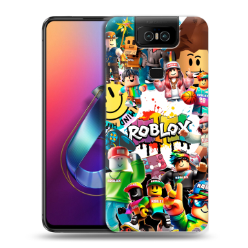Пластиковый чехол на ASUS ZenFone 6 ZS630KL с принтом Roblox Роблокс