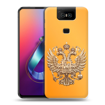Пластиковый чехол на ASUS ZenFone 6 ZS630KL с принтом Герб Флаг России