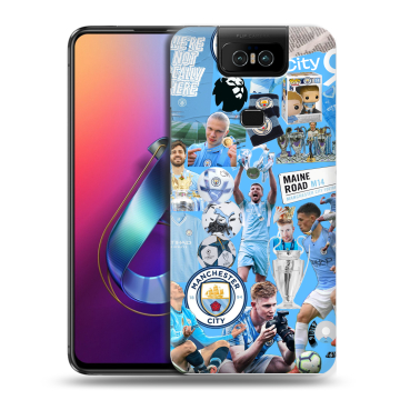 Пластиковый чехол на ASUS ZenFone 6 ZS630KL с принтом Man City Манчестер Сити