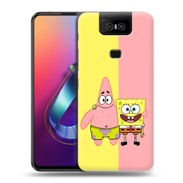 Пластиковый чехол на ASUS ZenFone 6 ZS630KL с принтом Спанч боб Спанчбоб Пластиковый чехол на ASUS ZenFone 6 ZS630KL с принтом Спанч боб Спанчбоб