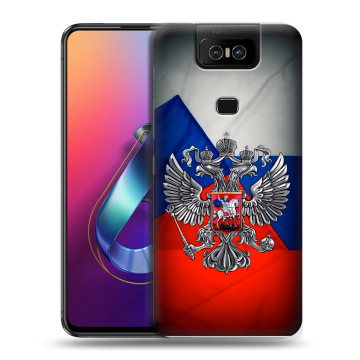 Пластиковый чехол на ASUS ZenFone 6 ZS630KL с принтом Флаг России Пластиковый чехол на ASUS ZenFone 6 ZS630KL с принтом Флаг России