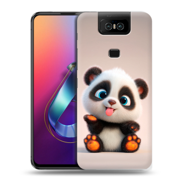 Пластиковый чехол на ASUS ZenFone 6 ZS630KL с принтом милая панда Пластиковый чехол на ASUS ZenFone 6 ZS630KL с принтом милая панда