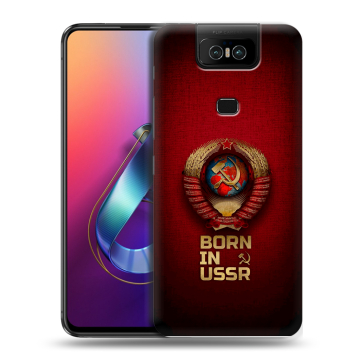 Пластиковый чехол на ASUS ZenFone 6 ZS630KL с принтом Флаг Герб СССР