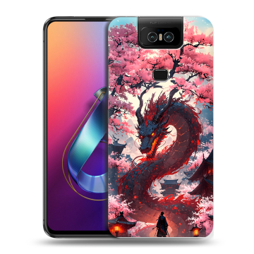 Пластиковый чехол на ASUS ZenFone 6 ZS630KL с принтом Дракон Японский Пластиковый чехол на ASUS ZenFone 6 ZS630KL с принтом Дракон Японский