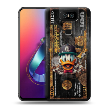 Пластиковый чехол на ASUS ZenFone 6 ZS630KL с принтом Дональд Дак Доллар Пластиковый чехол на ASUS ZenFone 6 ZS630KL с принтом Дональд Дак Доллар