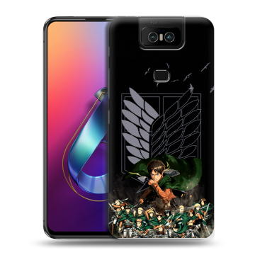 Пластиковый чехол на ASUS ZenFone 6 ZS630KL с принтом Атака титанов Пластиковый чехол на ASUS ZenFone 6 ZS630KL с принтом Атака титанов