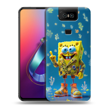 Пластиковый чехол на ASUS ZenFone 6 ZS630KL с принтом Спанч боб Спанчбоб Пластиковый чехол на ASUS ZenFone 6 ZS630KL с принтом Спанч боб Спанчбоб