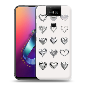 Пластиковый чехол на ASUS ZenFone 6 ZS630KL с принтом Y2K сердечки Пластиковый чехол на ASUS ZenFone 6 ZS630KL с принтом Y2K сердечки